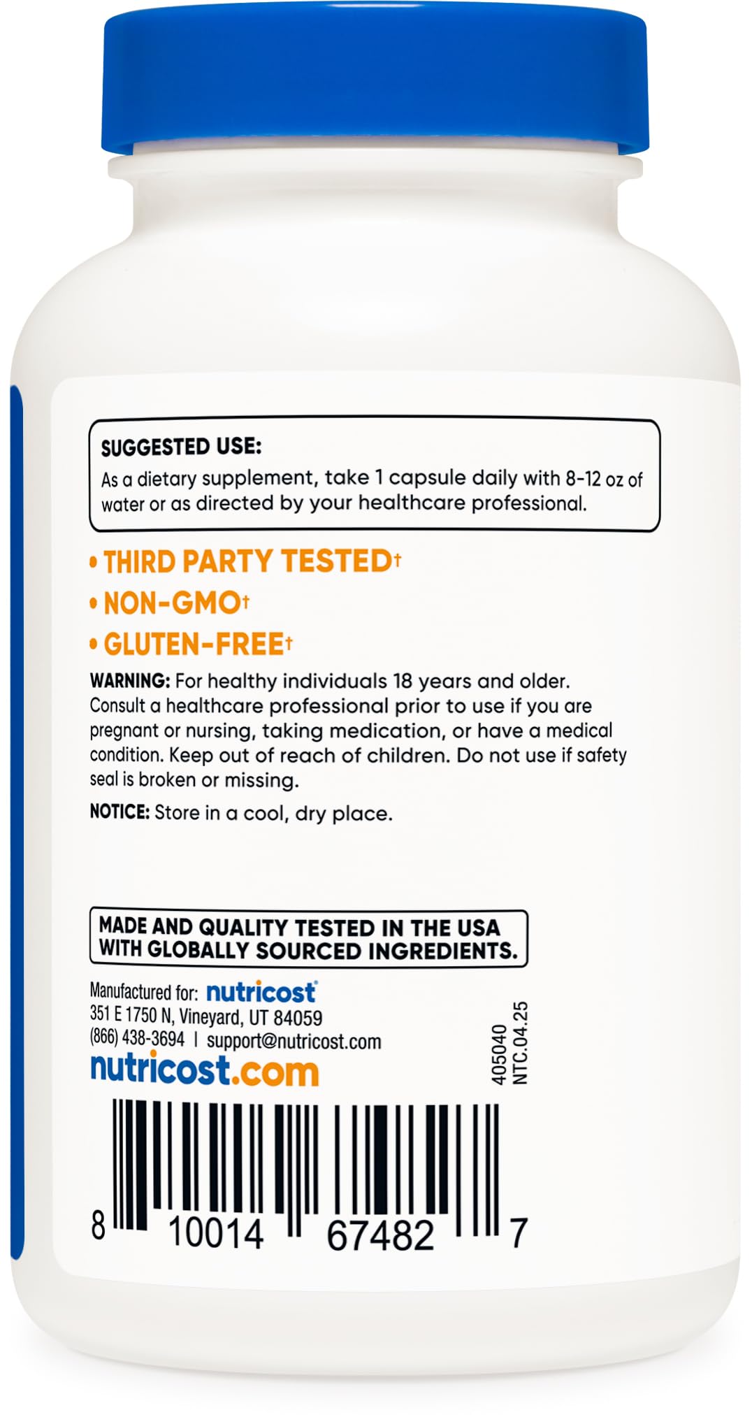 Nutricost B6 25mg bottle featuring gluten-free label and clean packaging