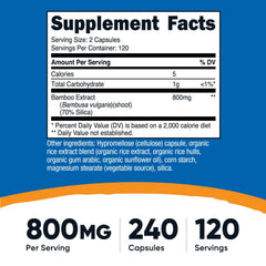 Nutricost Bamboo Extract capsules ready for a convenient two-capsule daily serving.