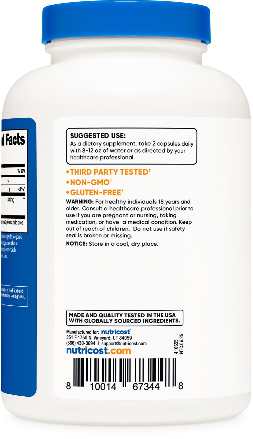 Nutricost Bamboo Extract label close-up confirms 400 mg per capsule and ingredients.