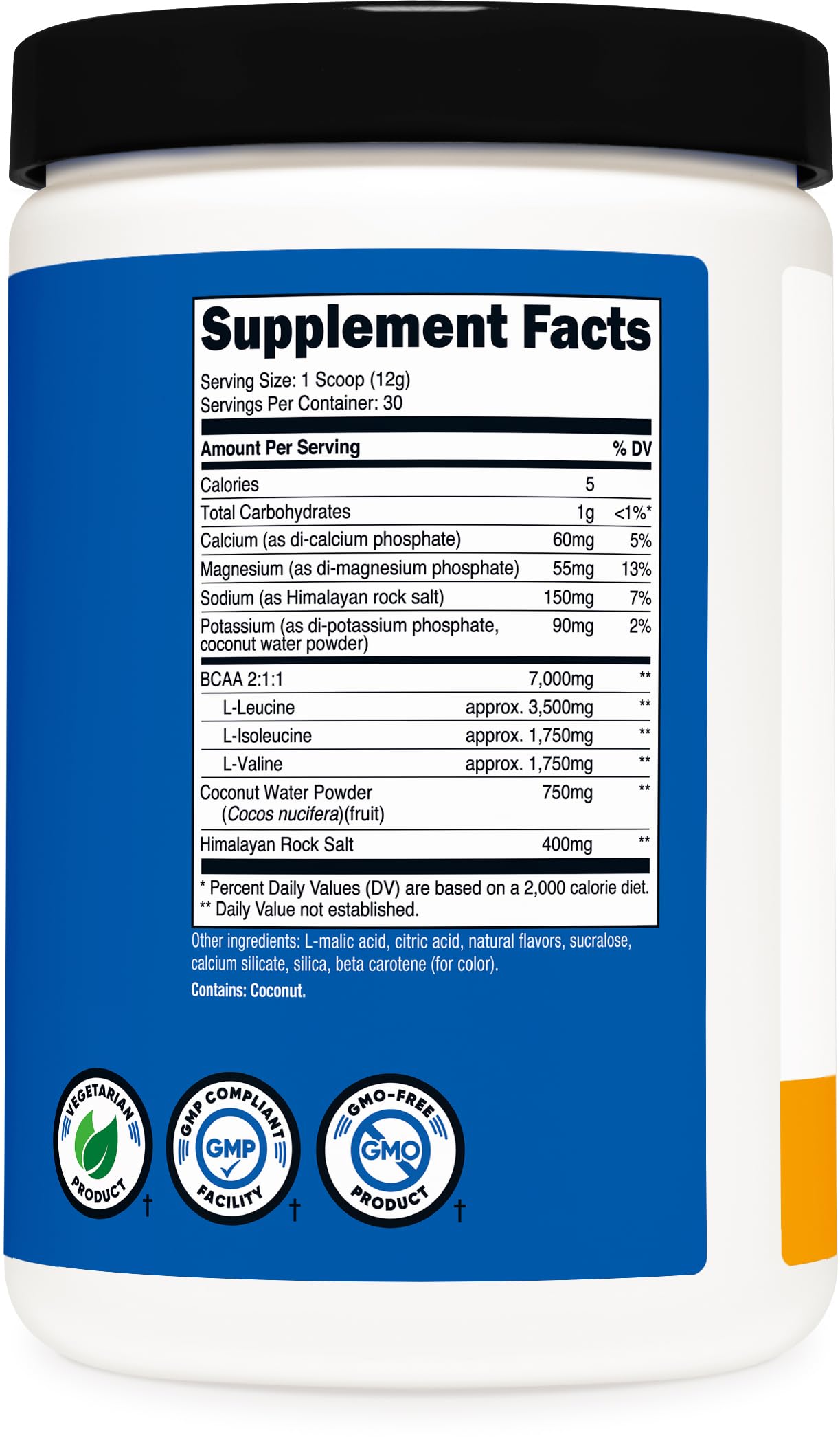 Nutricost BCAA + Hydration Peach Mango scoop close-up for accurate serving