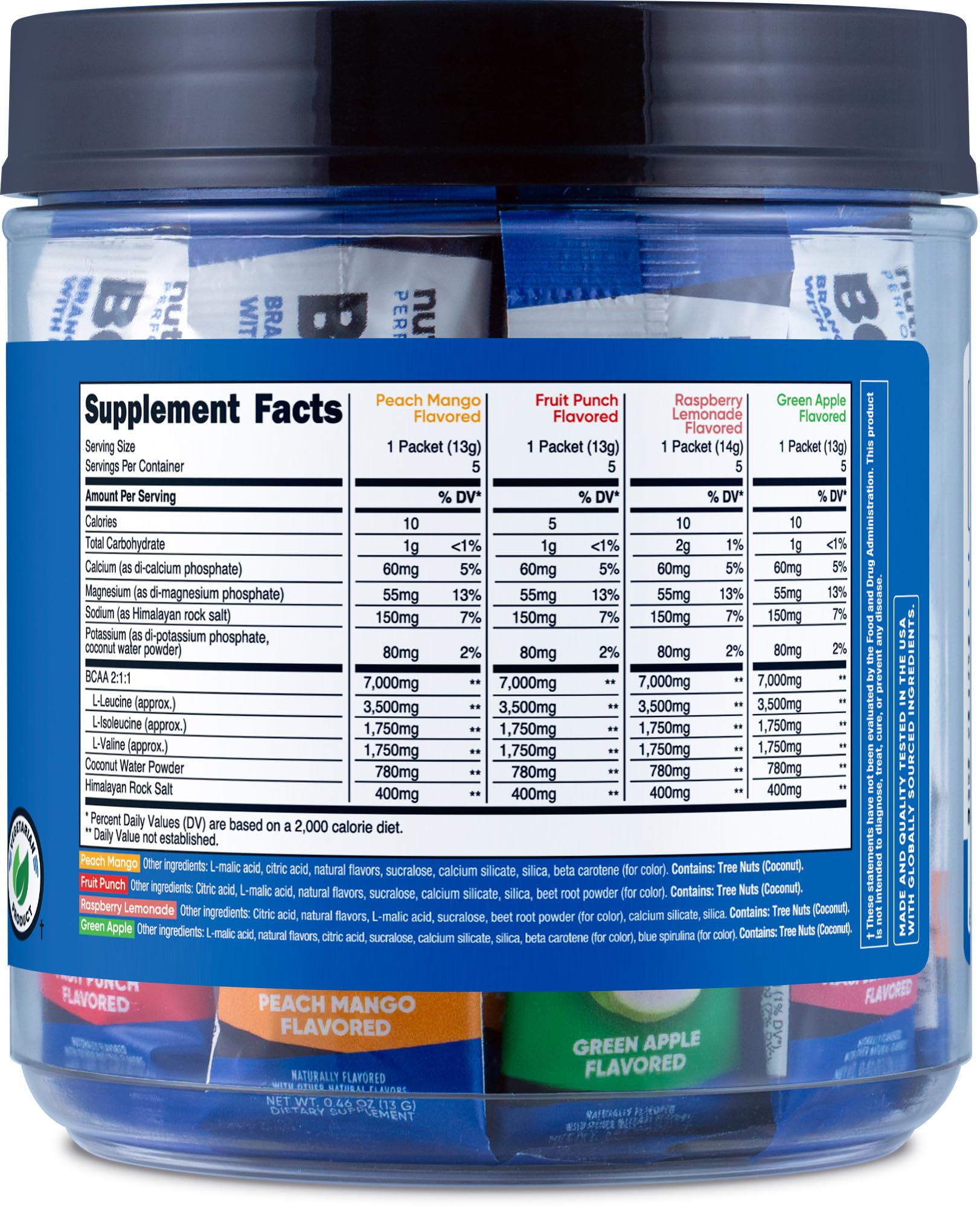 Nutricost BCAA+ Hydration container highlights convenient 20 servings.