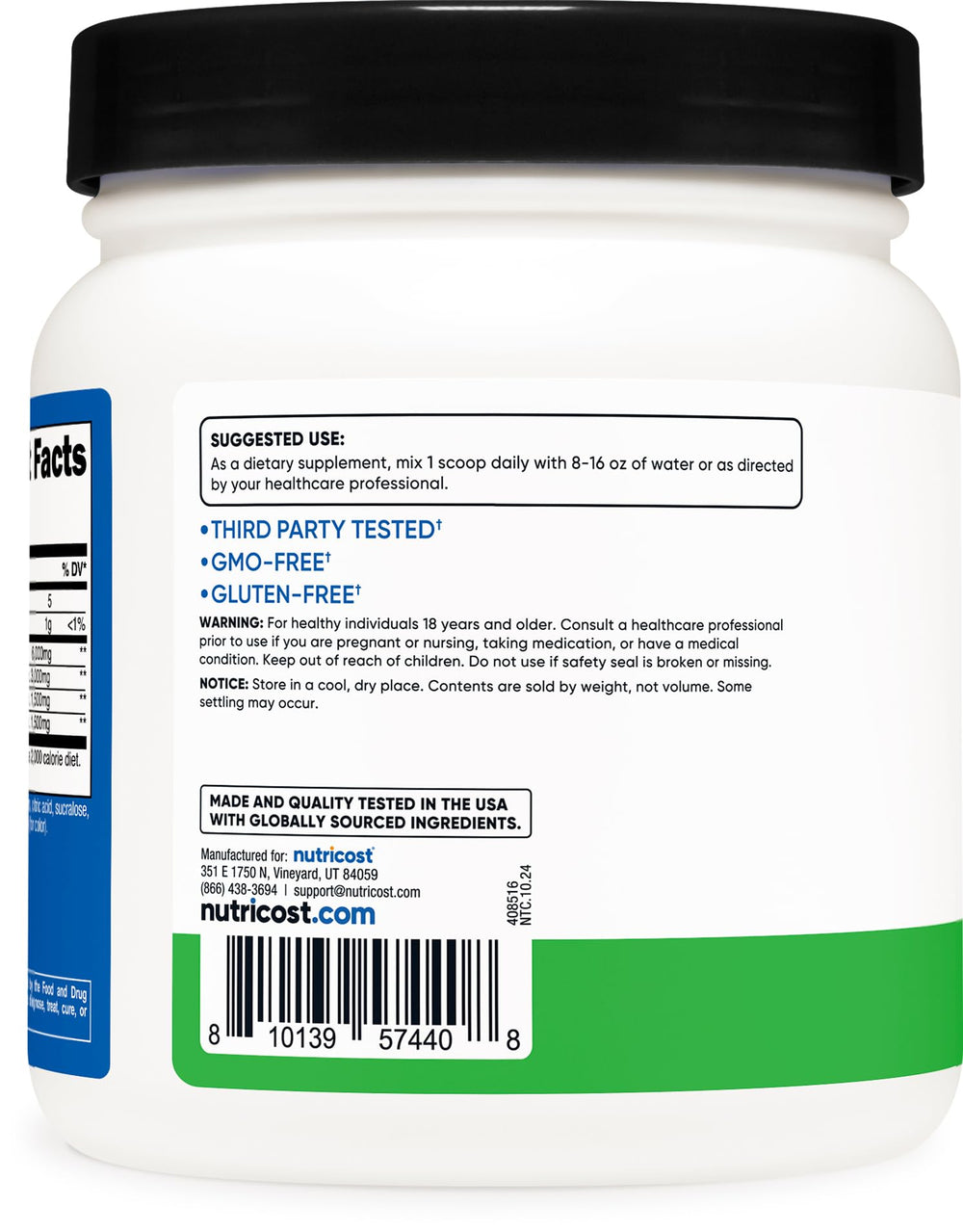 Shaken Nutricost BCAA green apple beverage in a glass.