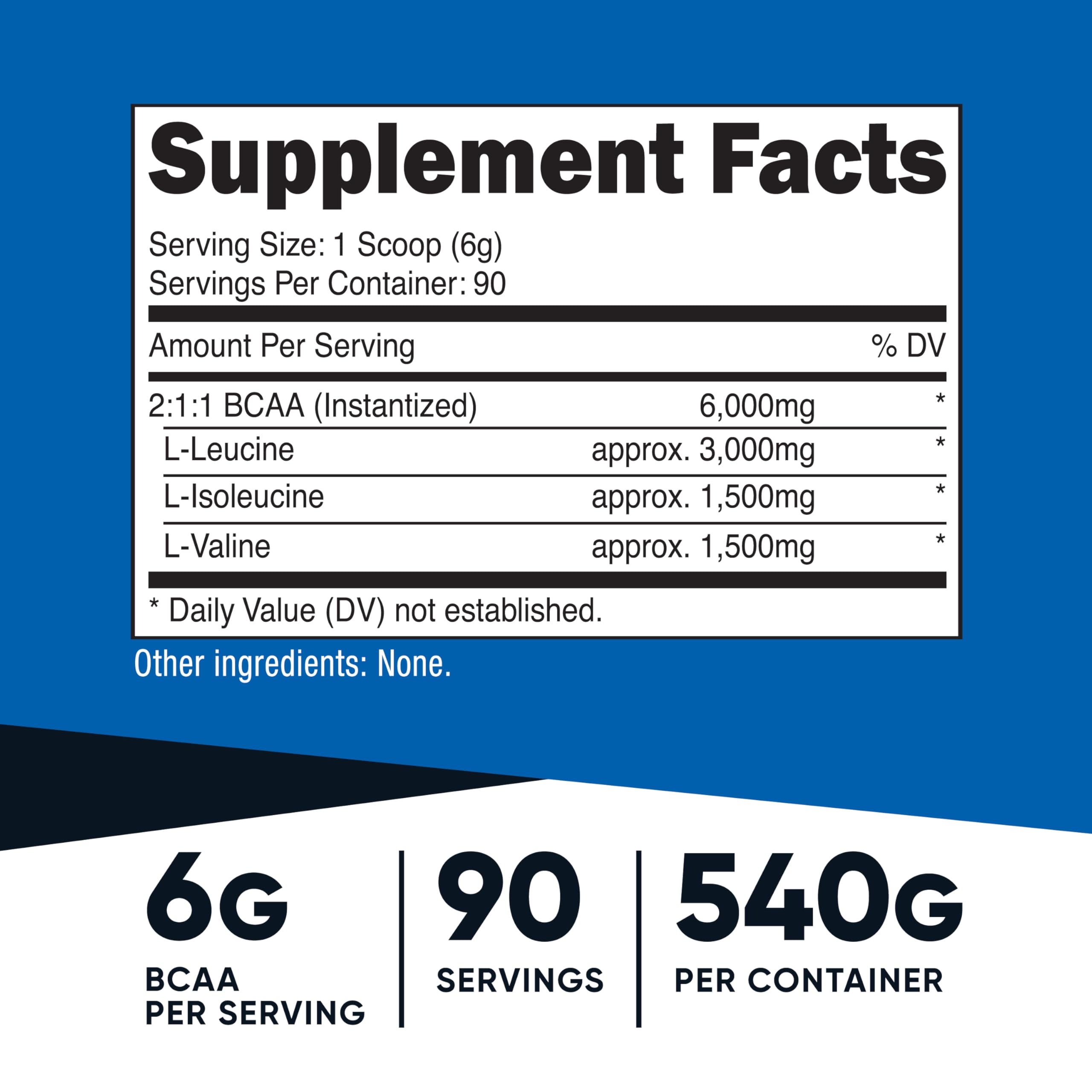 Nutricost BCAA Powder bottle with scoop ready for pre- or post-workout use