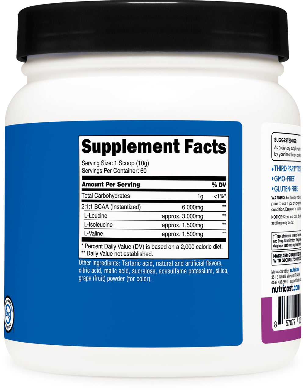 Nutricost BCAA grape glass with scoop ready for training sessions