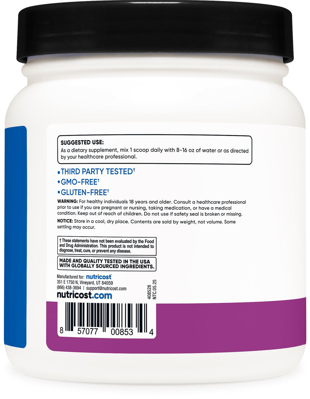Nutricost BCAA grape powder dissolving in water for smooth mixing