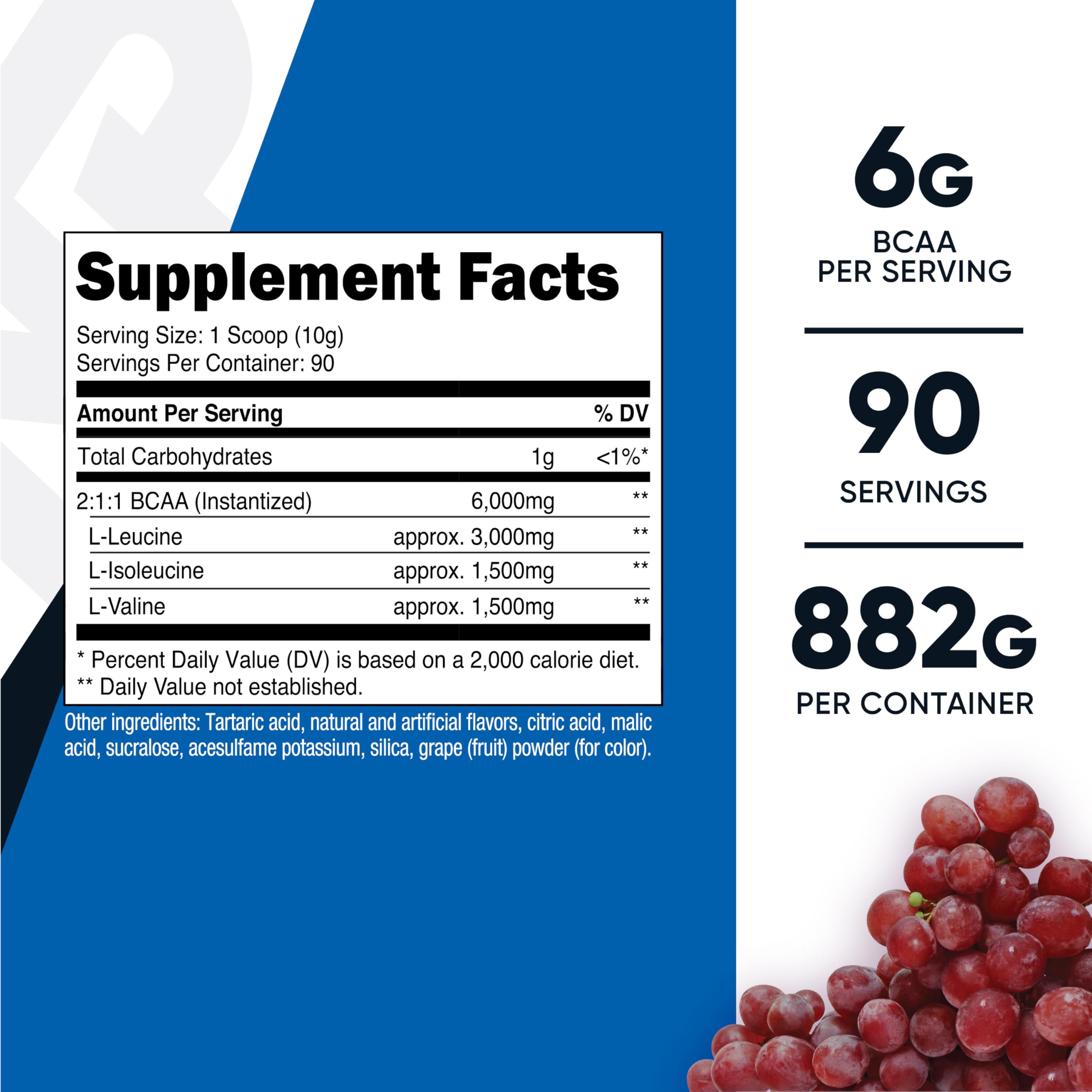 Nutricost BCAA Powder grape scoop held for pre-workout use