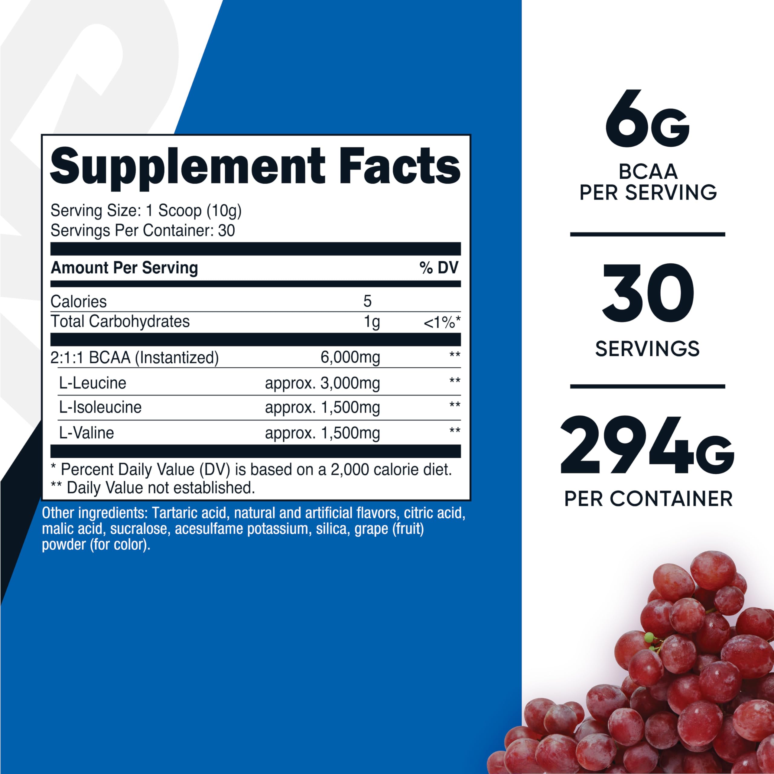 Nutricost BCAA Powder grape scoop for easy measurement
