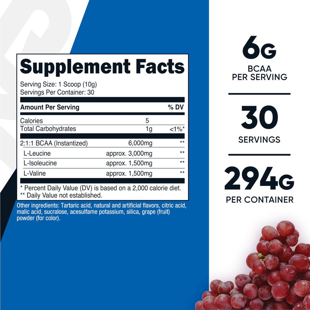 Nutricost BCAA Powder grape scoop for easy measurement