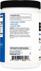 Nutricost BCAA powder mixed in glass water for easy consumption.
