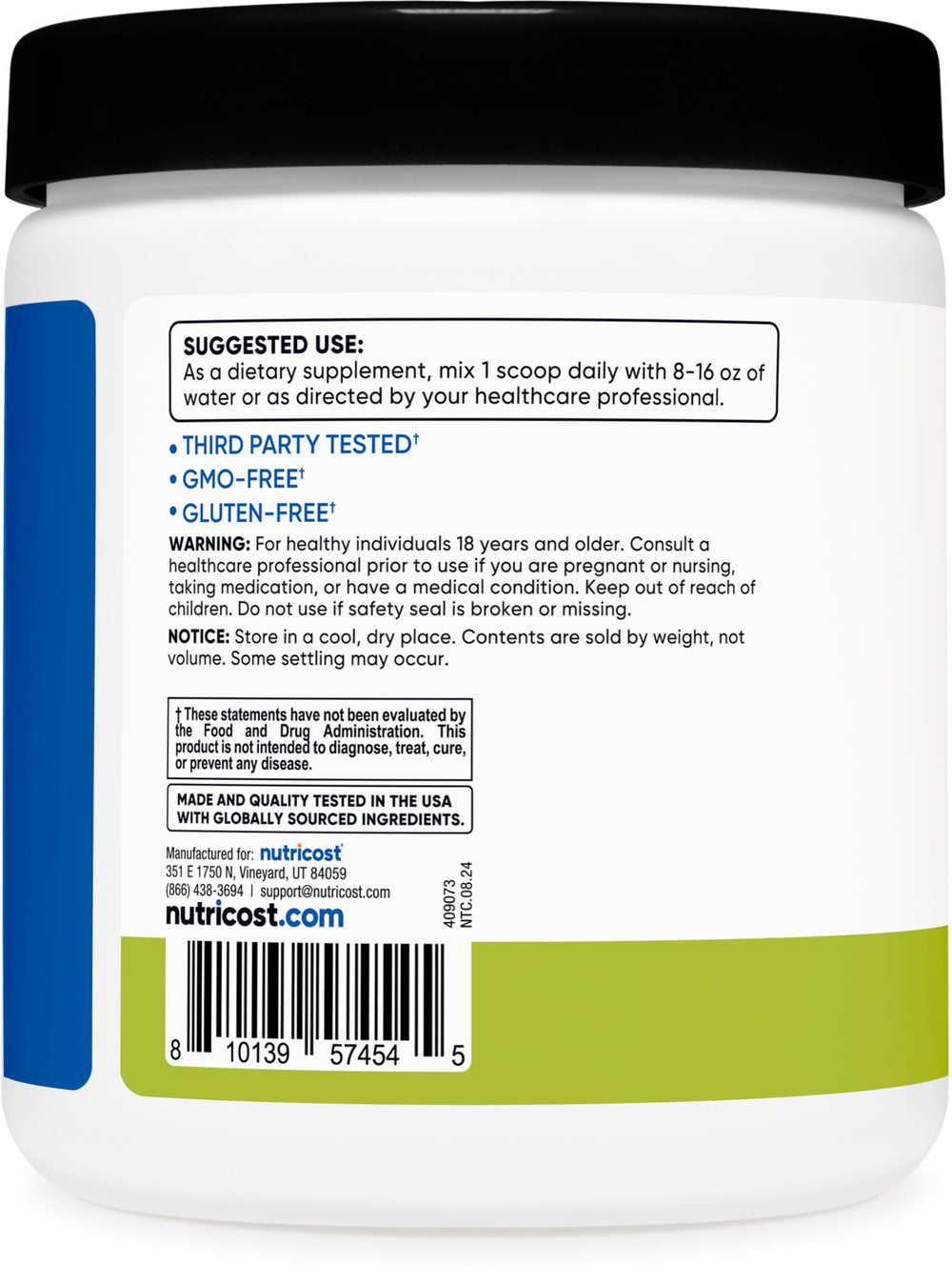 Nutricost BCAA Powder Peach Pear packaging showing 30 servings.