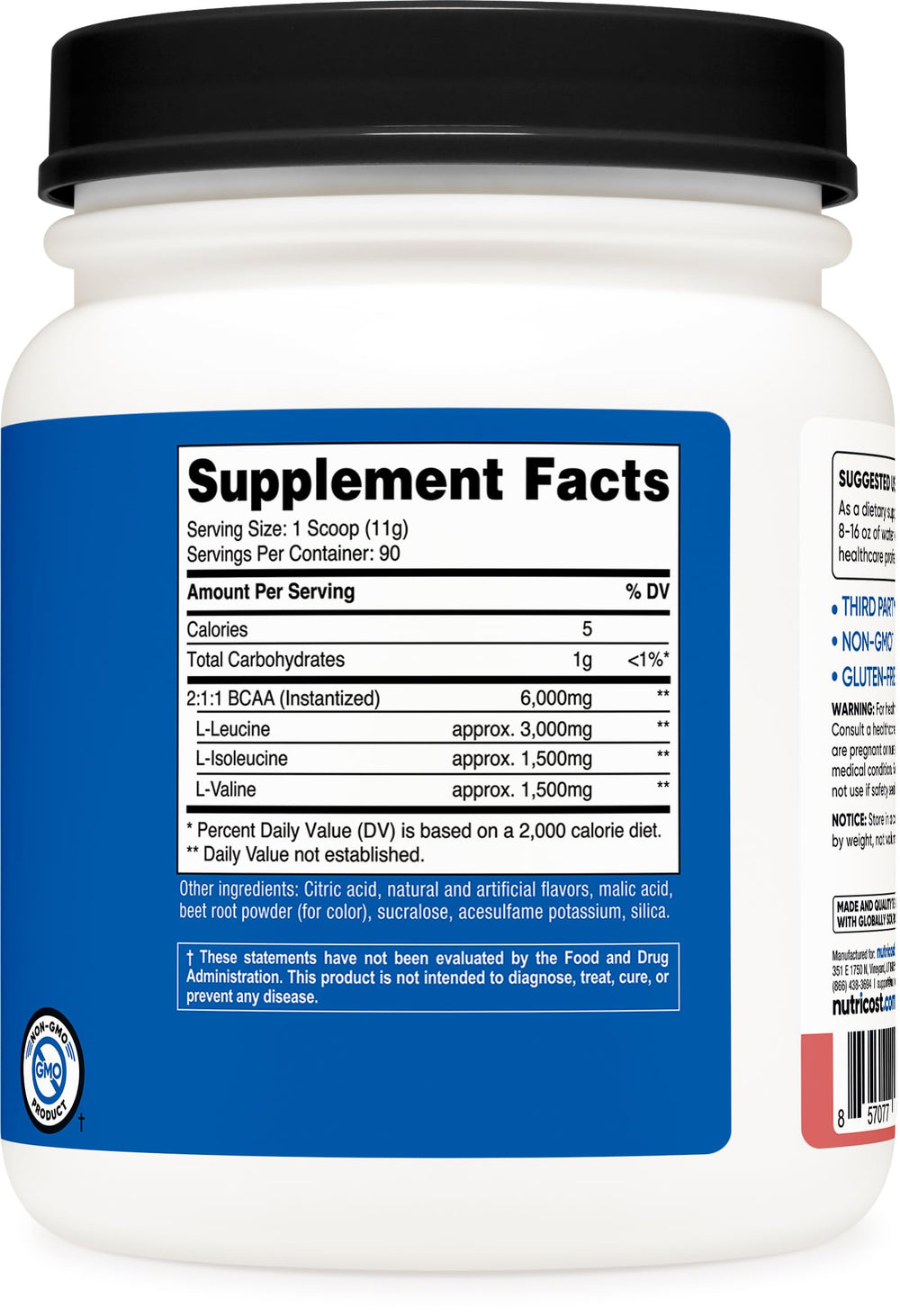 Nutricost BCAA Powder Raspberry Lemonade glass with refreshing taste during training sessions.