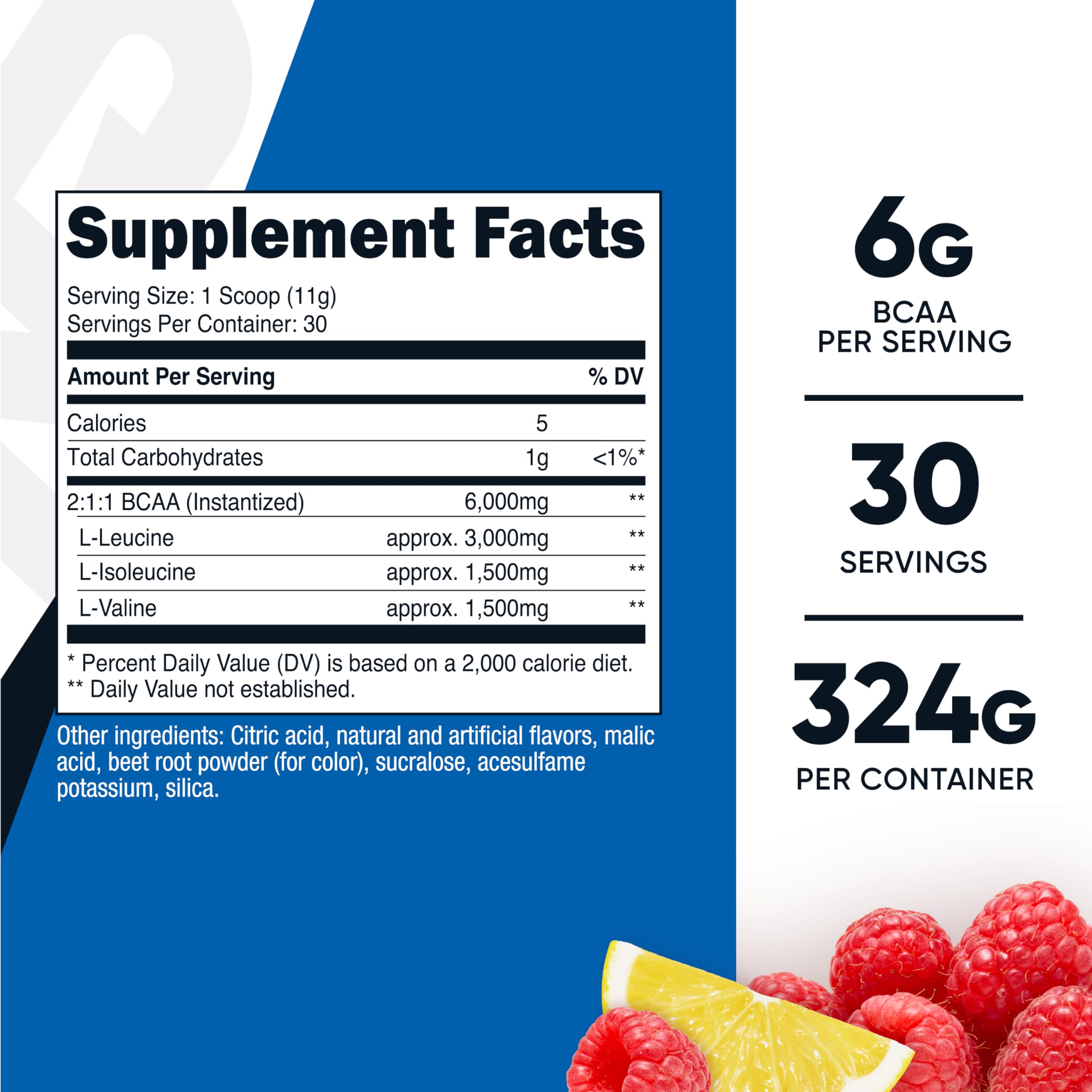 Nutricost BCAA Powder Raspberry Lemonade scoop shown for precise servings.