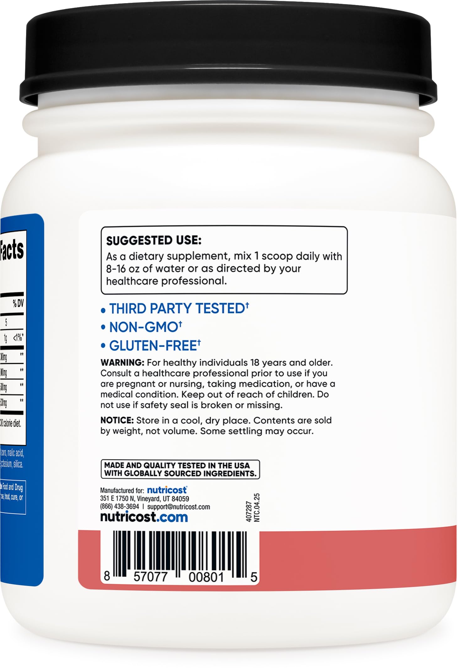Nutricost BCAA Powder Raspberry Lemonade shaker-ready packaging for easy mixing during workouts.