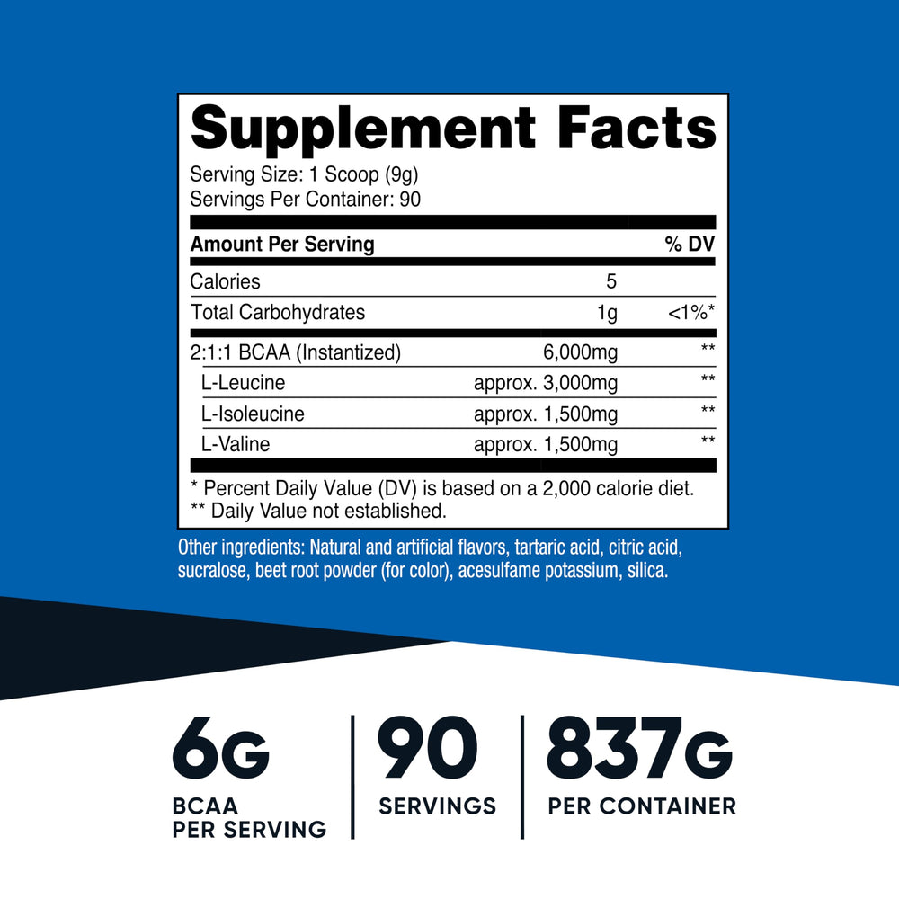 Nutricost BCAA Powder scoop included for accurate dosing