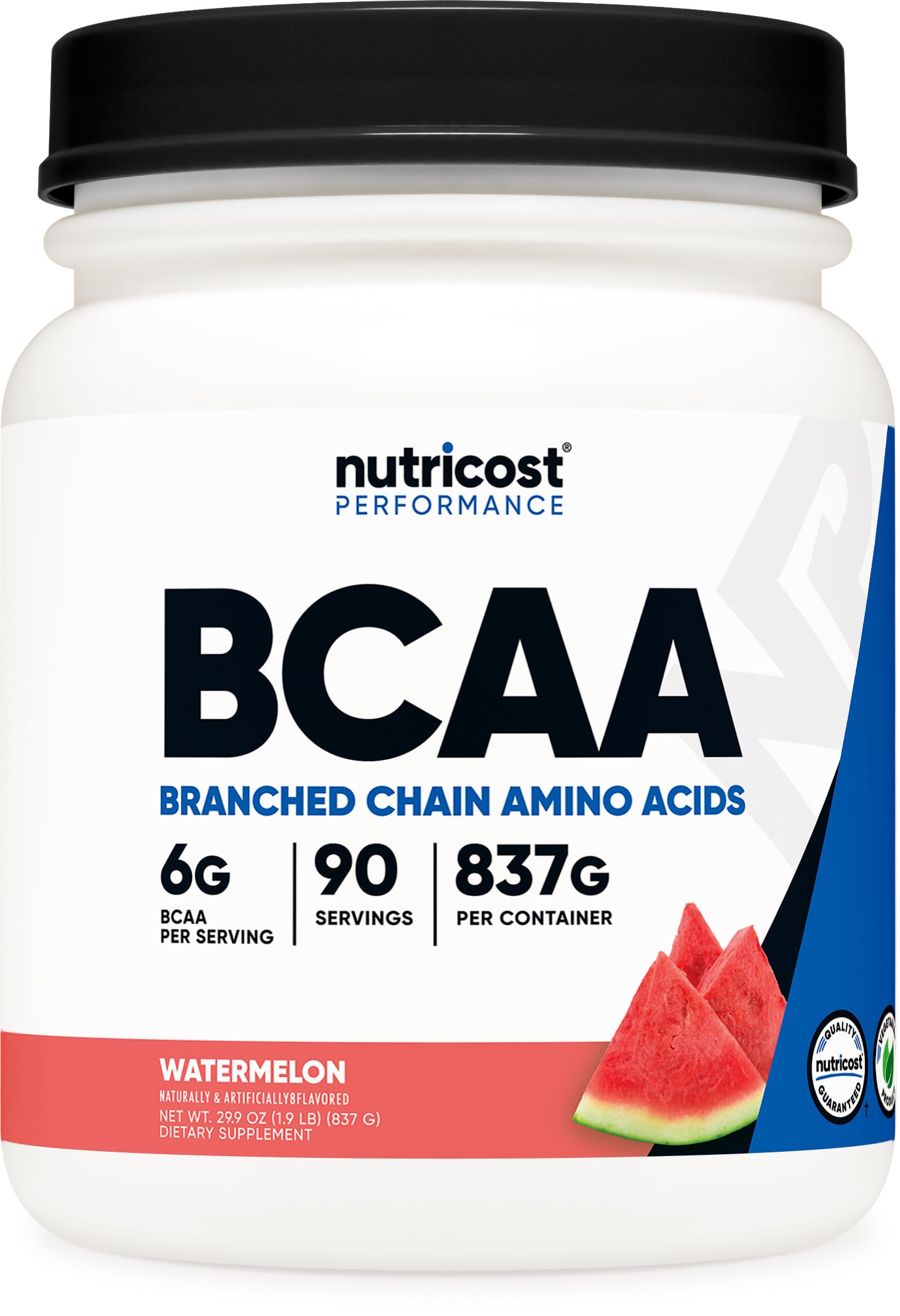 Nutricost BCAA Powder Watermelon bottle with 90 servings for post-workout hydration