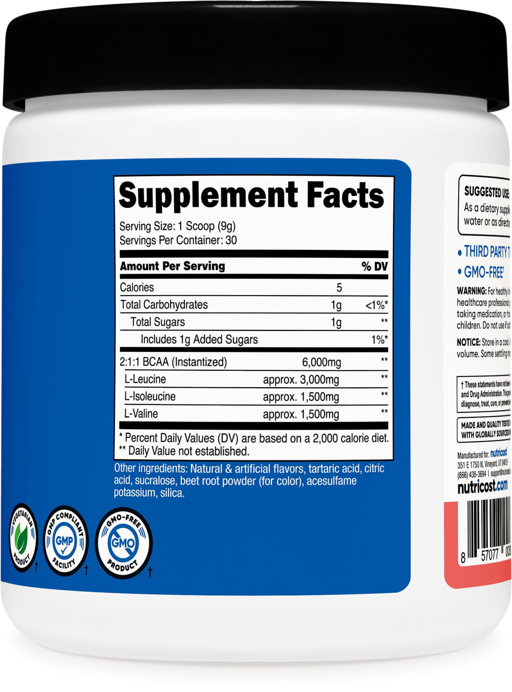 Nutricost BCAA powder Watermelon dissolving in a glass of water