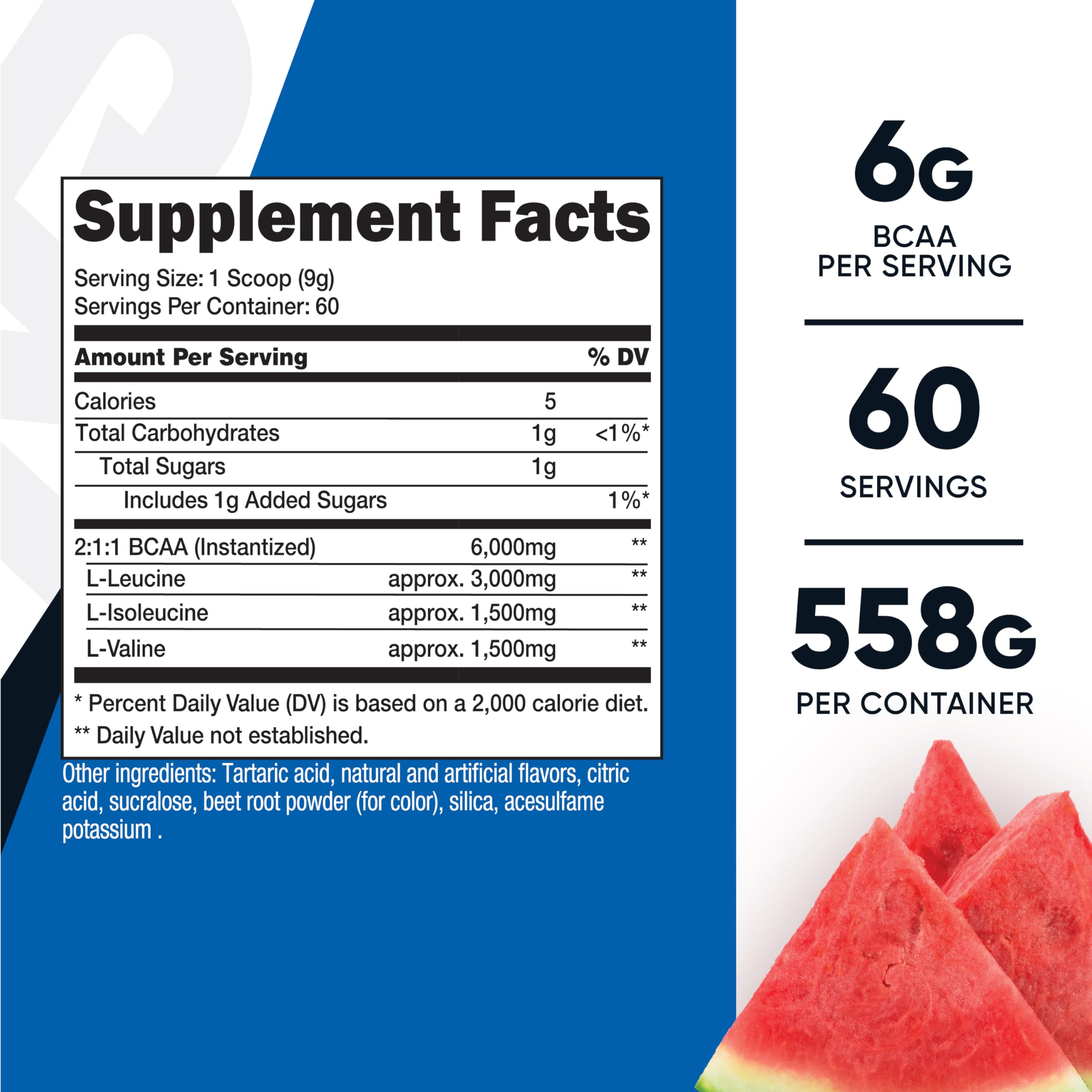 Nutricost BCAA Powder Watermelon scoop-dispense for easy training session servings