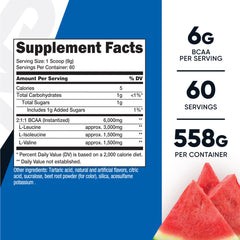 Nutricost BCAA Powder Watermelon scoop-dispense for easy training session servings
