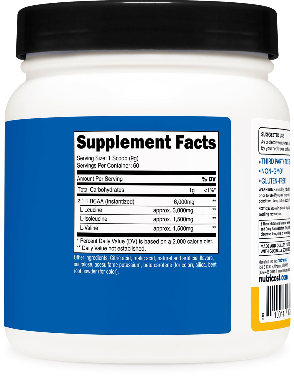 Nutricost BCAA Powder Orange Mango in shaker for quick fueling.