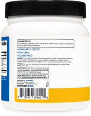 Nutricost BCAA Powder Orange Mango nutrition label highlights gluten-free and non-GMO.