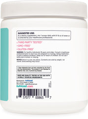 Nutricost BCAA Women label close-up highlighting non-GMO and gluten-free features.