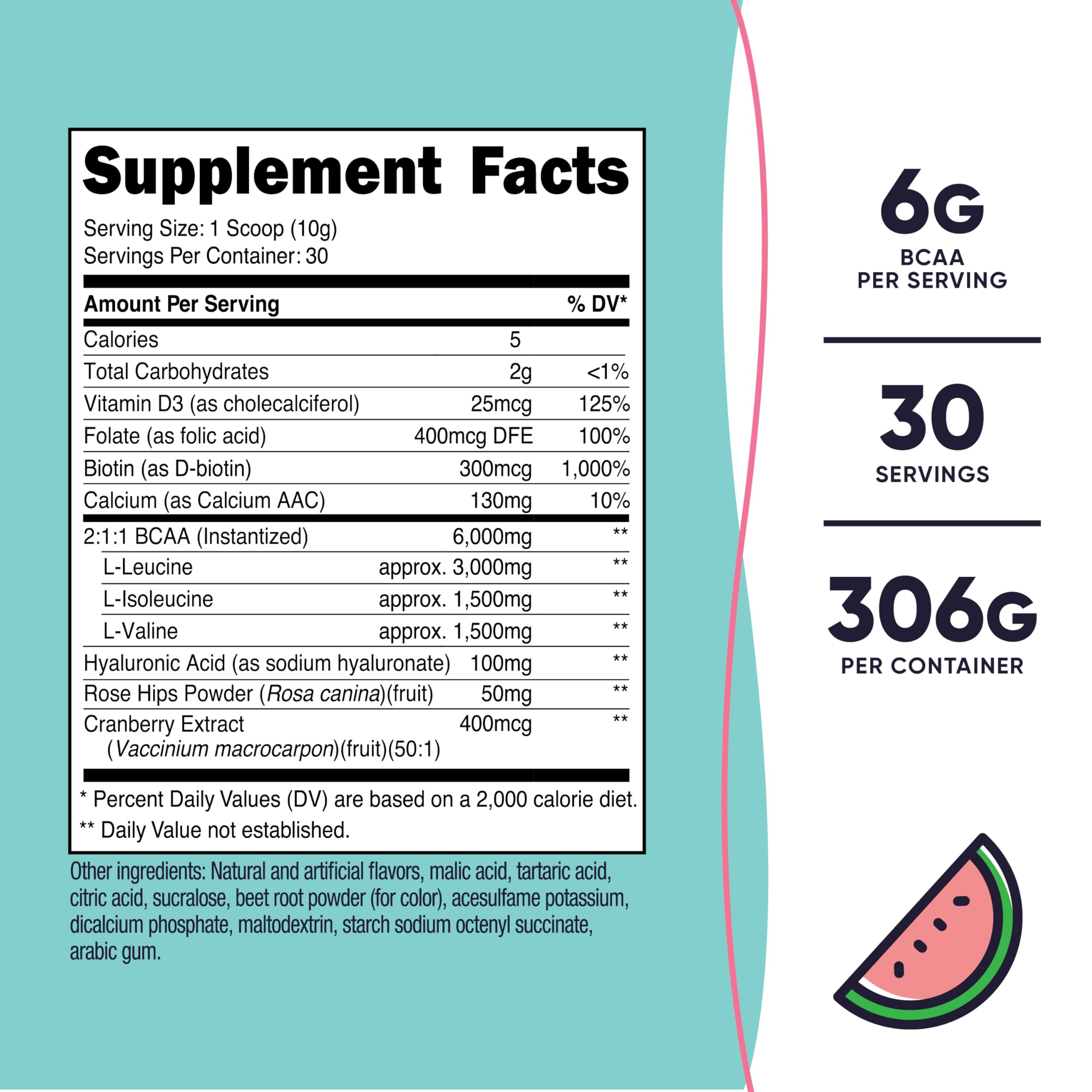 Nutricost BCAA Women Watermelon powder tub with flavor for intra-workout fuel.