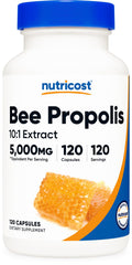 Nutricost Bee Propolis bottle with 10:1 extract, highlighting potency for daily support.