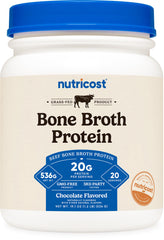 Nutricost Beef Bone Broth Protein Powder Chocolate with 20 servings for convenient daily protein
