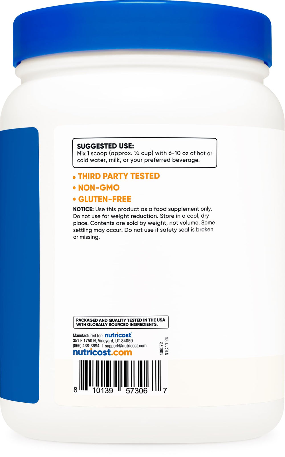 Nutricost Beef Bone Broth Protein Powder in glass with spoon, versatile ingredient.