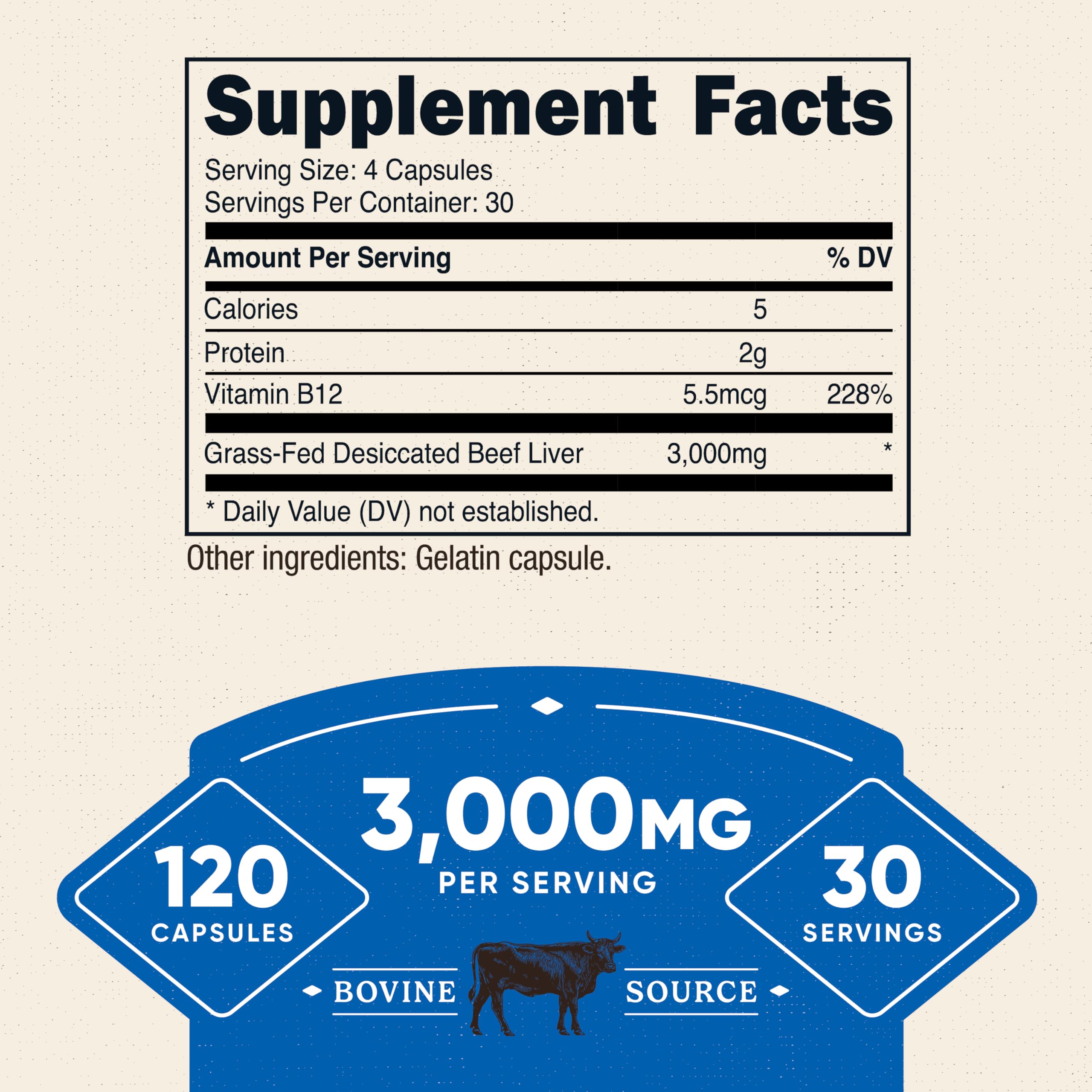 Nutricost beef liver capsules close-up label highlights potency