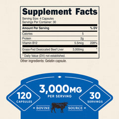 Nutricost beef liver capsules close-up label highlights potency