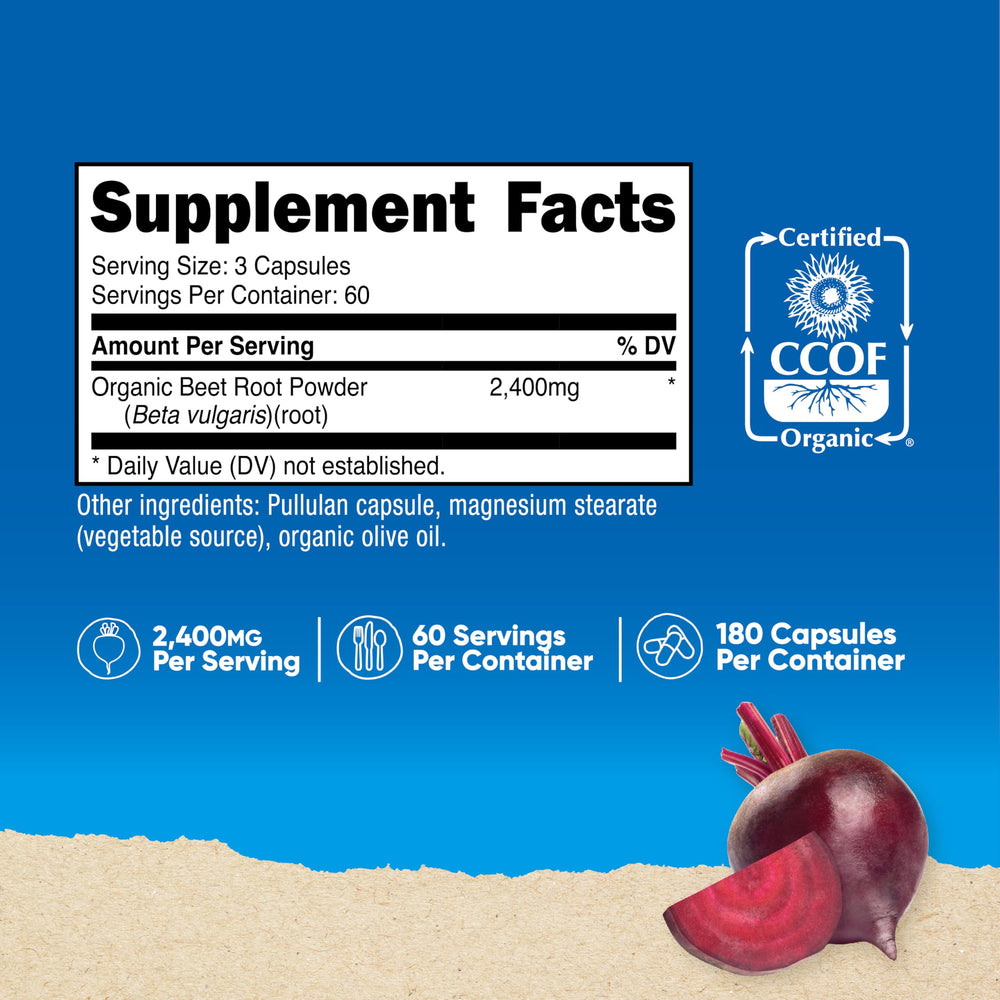 Nutricost beet root capsules close-up showing smooth vegetarian capsules for easy intake