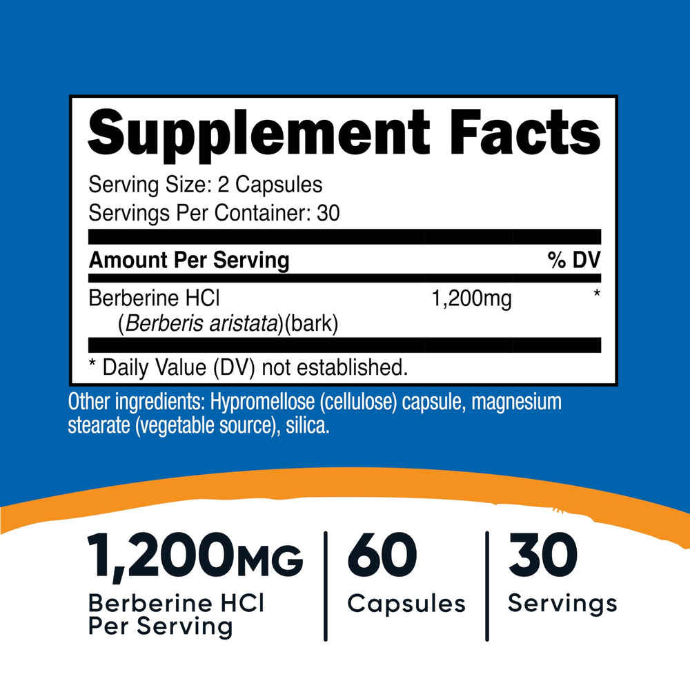 Nutricost Berberine HCl bottle with 60 vegetarian capsules