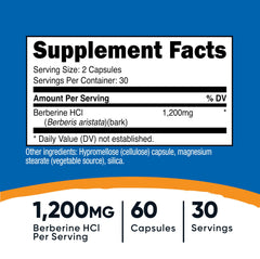 Nutricost Berberine HCl bottle with 60 vegetarian capsules