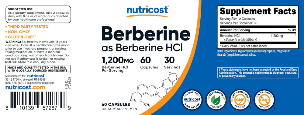 Nutricost Berberine HCl facility image suggesting GMP-compliant production