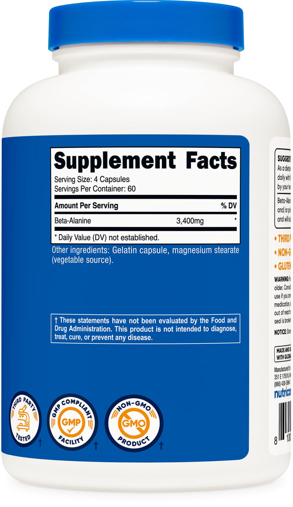 Nutricost Beta-Alanine capsules in hand for convenient training use