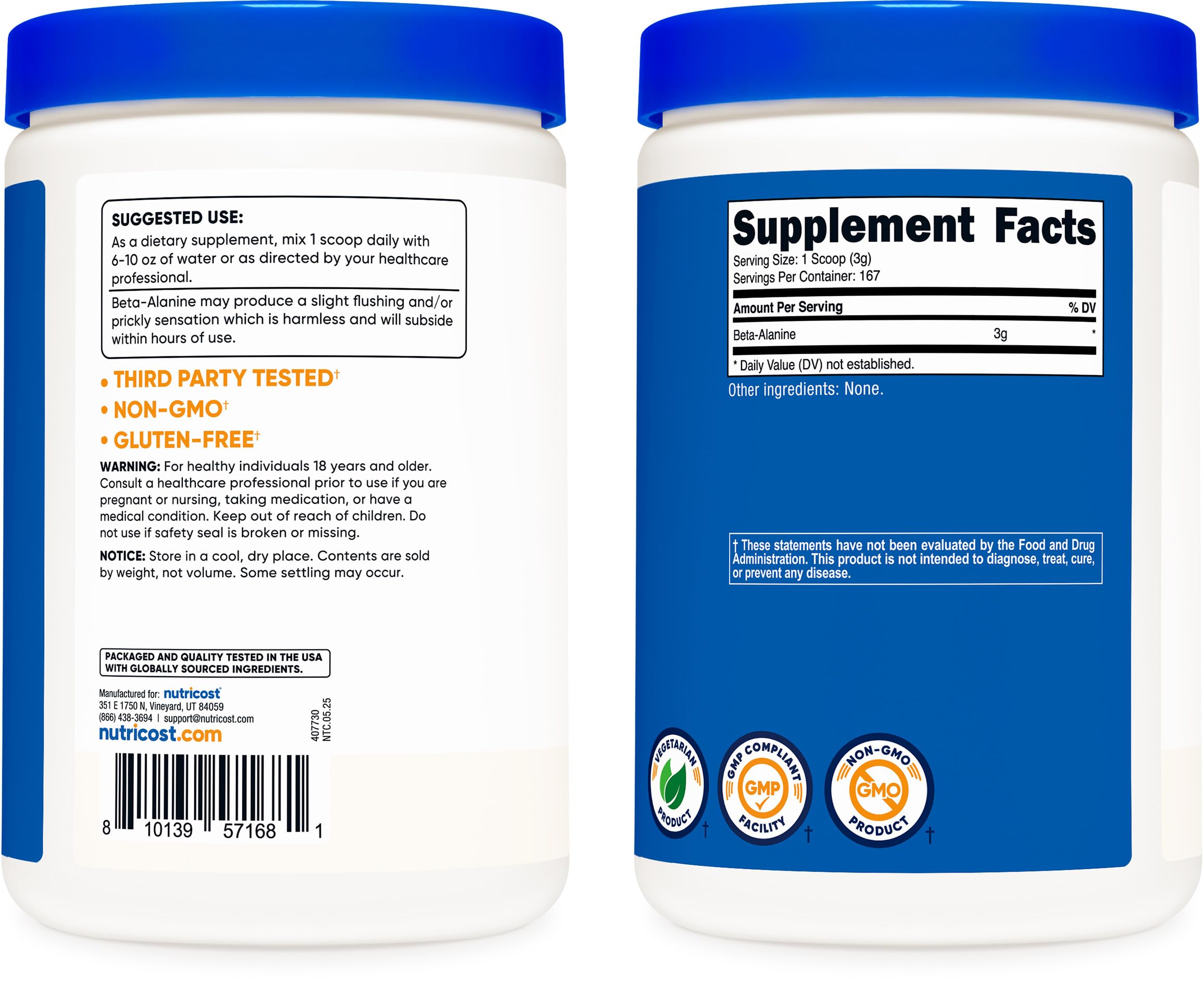 Nutricost Beta Alanine dissolving in water to show mixability
