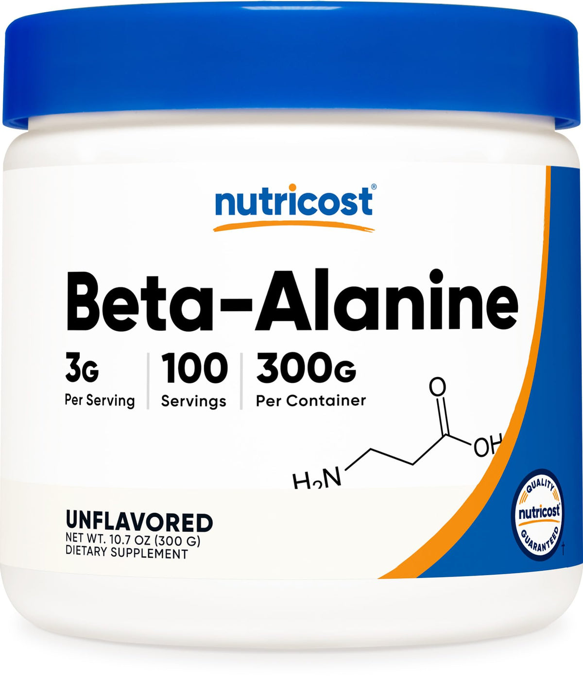 Nutricost Beta Alanine powder bottle shown for pre-workout use