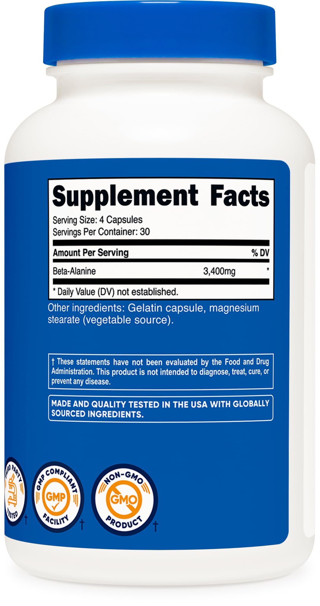Nutricost Beta-Alanine production facility logo showcasing GMP compliance