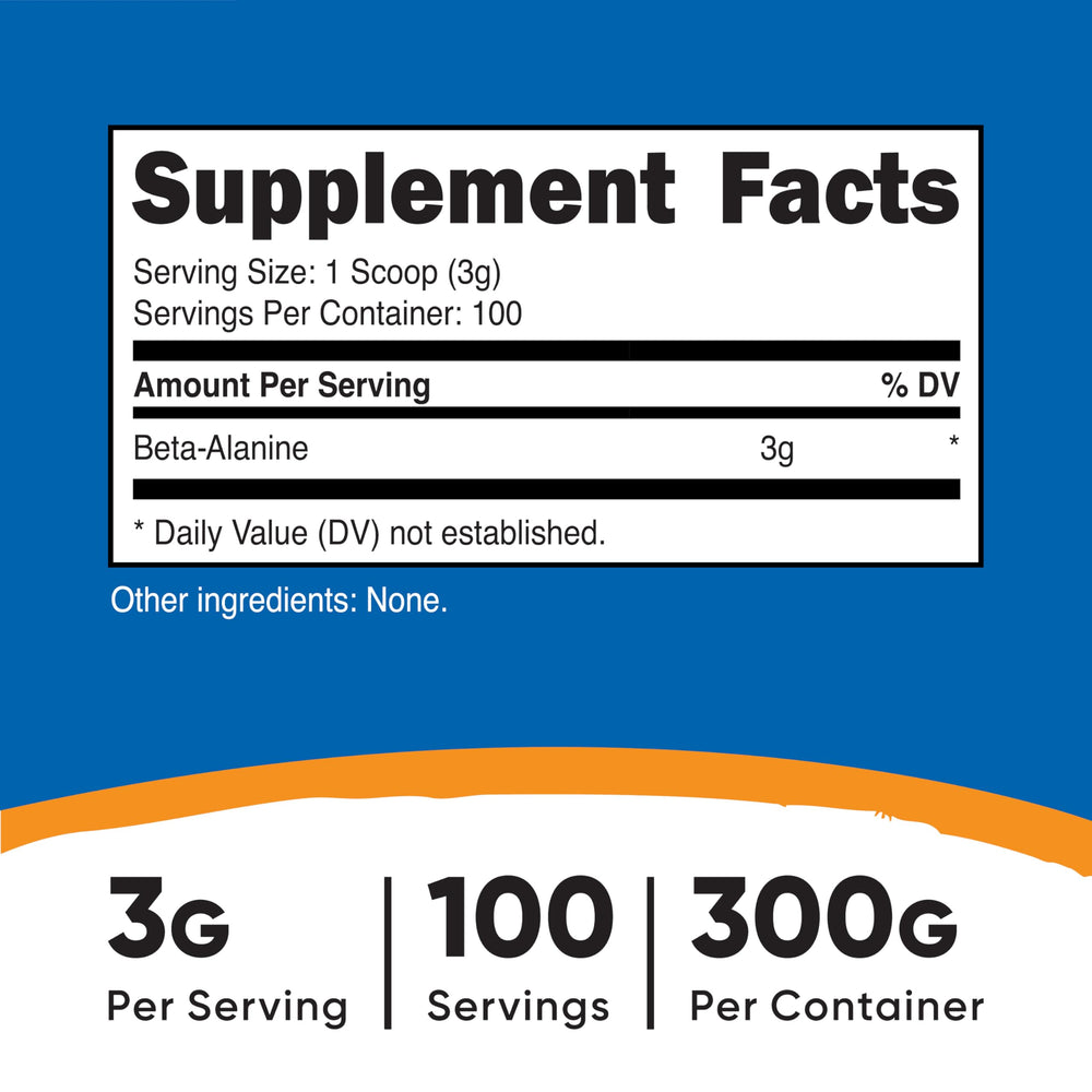 Nutricost Beta Alanine scoop included for precise 3 g servings in workouts