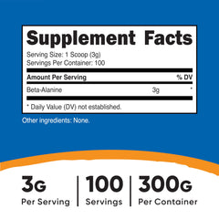 Nutricost Beta Alanine scoop included for precise 3 g servings in workouts