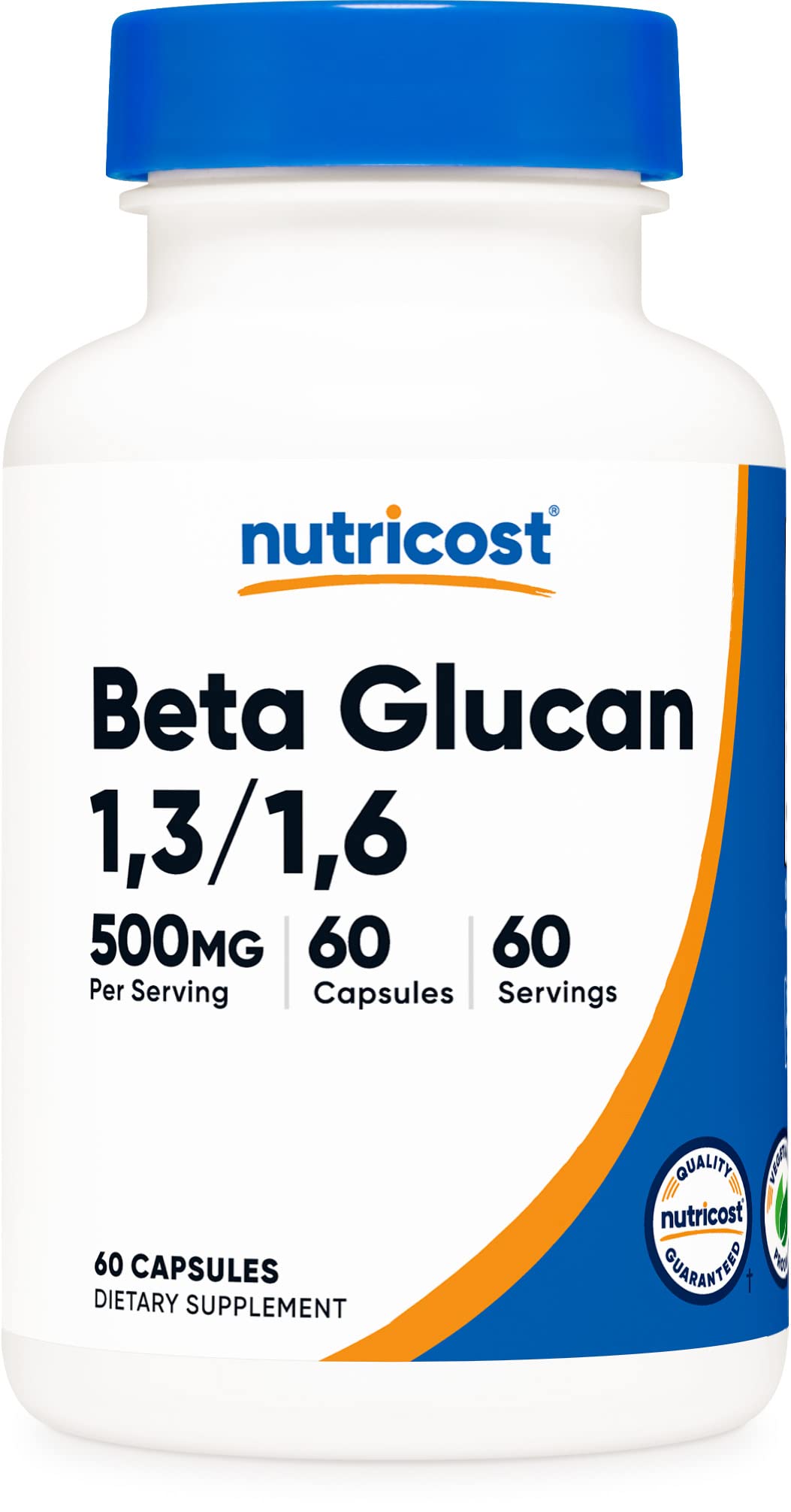 Nutricost Beta Glucan bottle with label highlighting gluten-free daily wellness