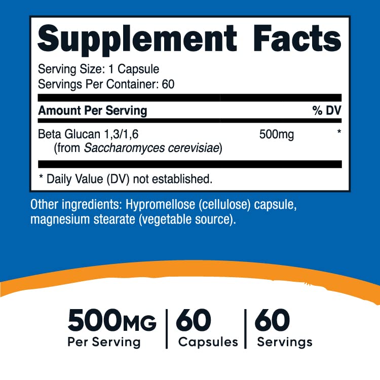 Close-up of Nutricost Beta Glucan vegetarian capsules