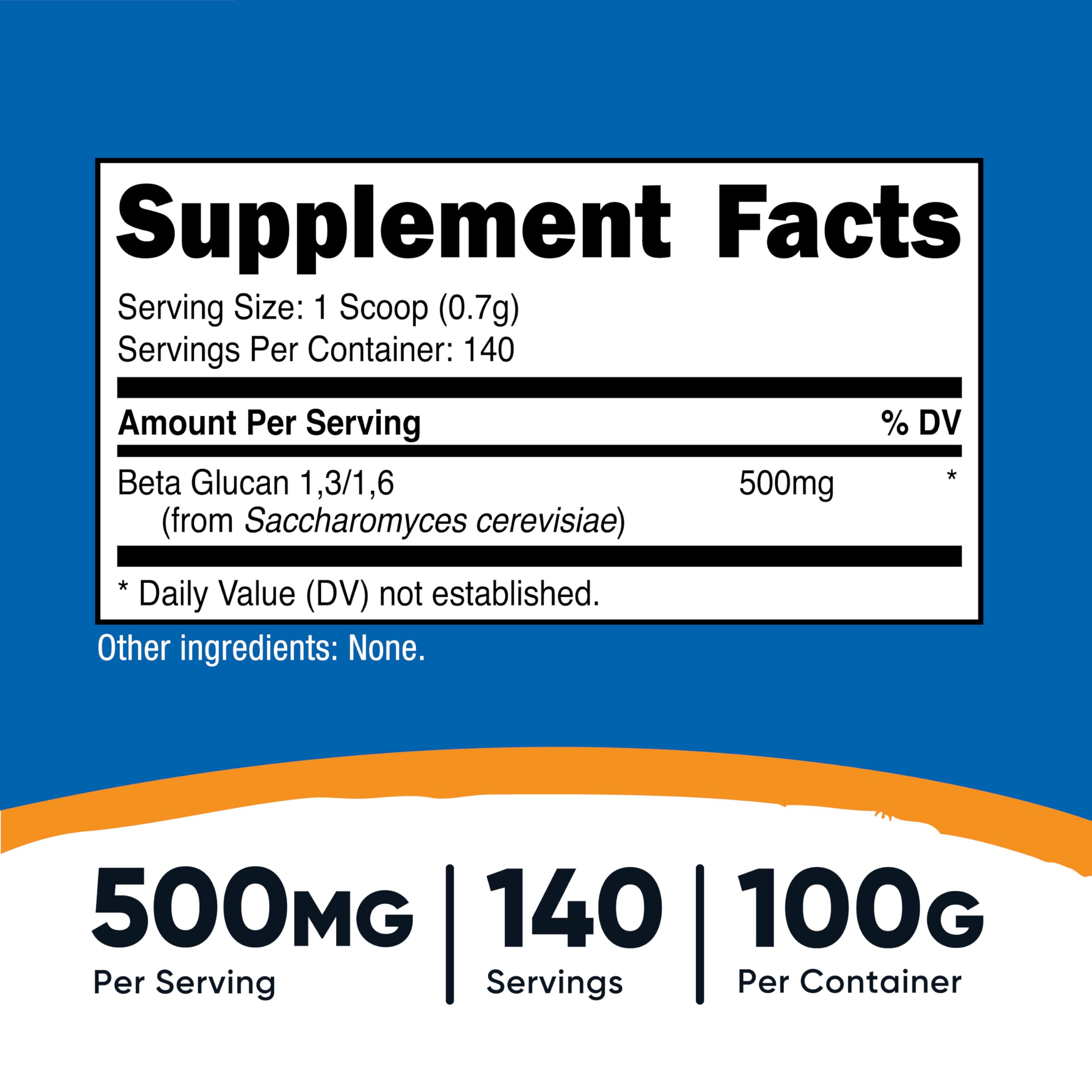 Nutricost Beta Glucan Powder scoop included for easy portion control.
