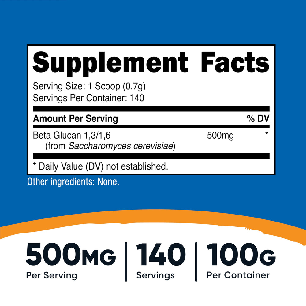 Nutricost Beta Glucan Powder scoop included for easy portion control.