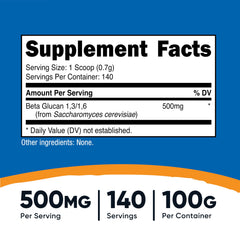 Nutricost Beta Glucan Powder scoop included for easy portion control.