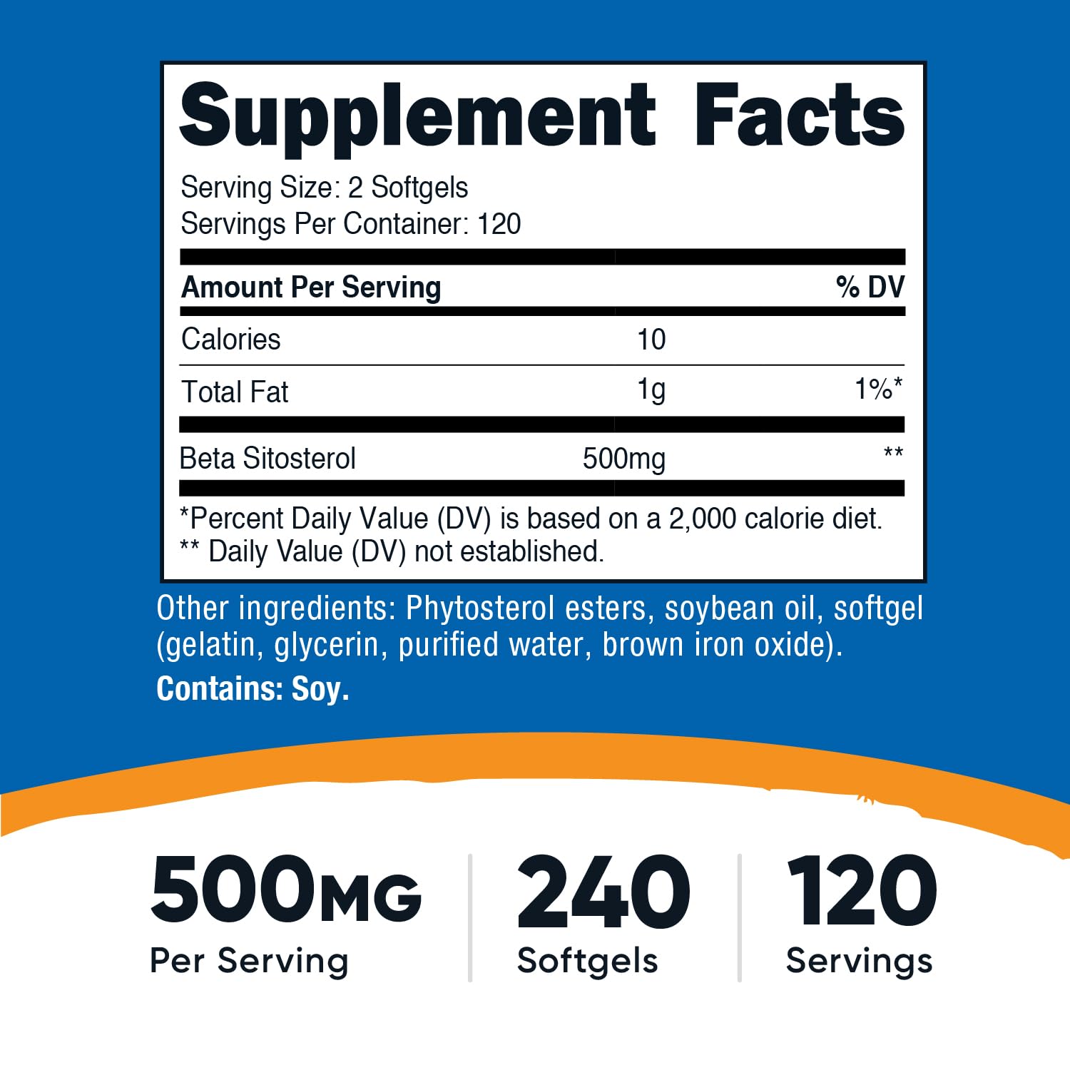Nutricost Beta Sitosterol 240 softgels capsules closeup for easy daily use.