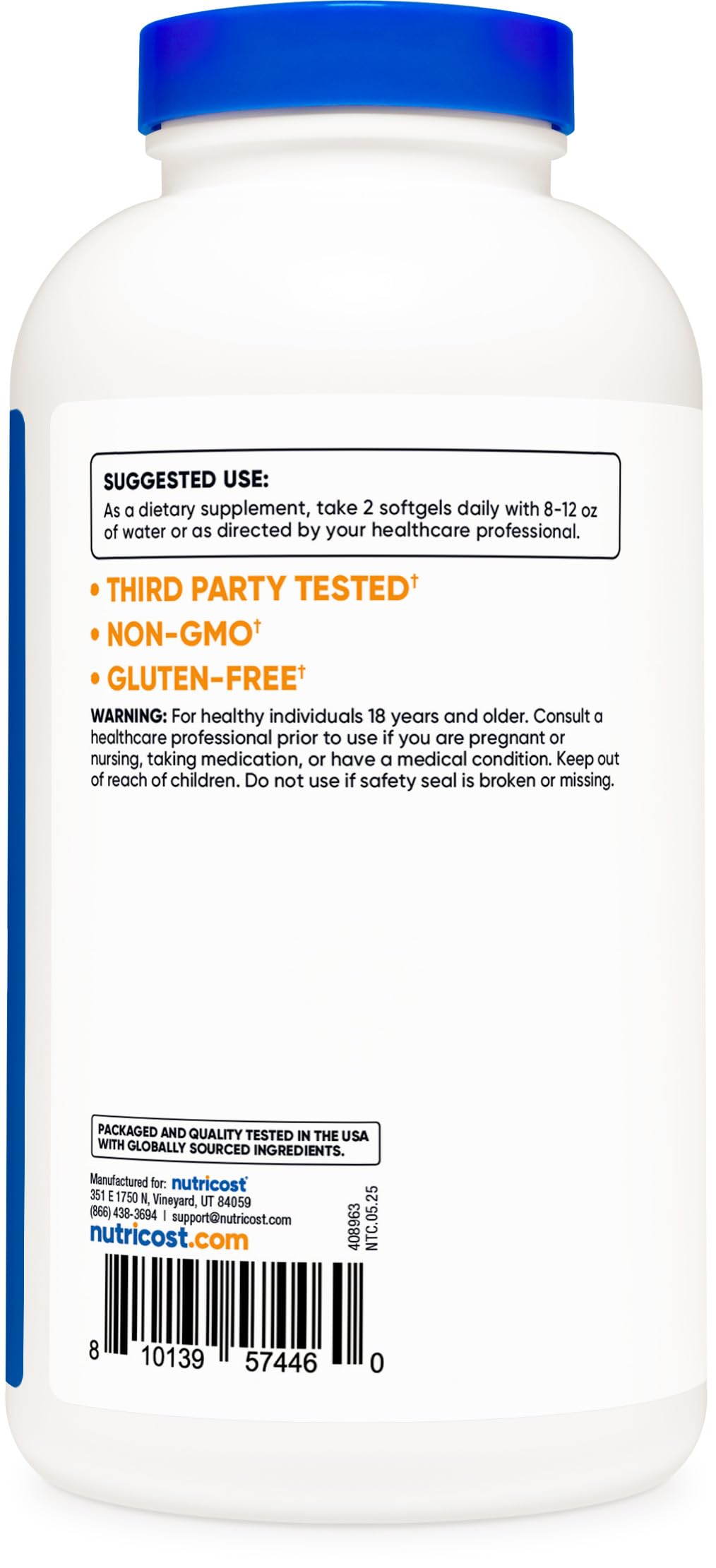 Nutricost Beta Sitosterol 240 softgels in-use bottle for convenient regimen.