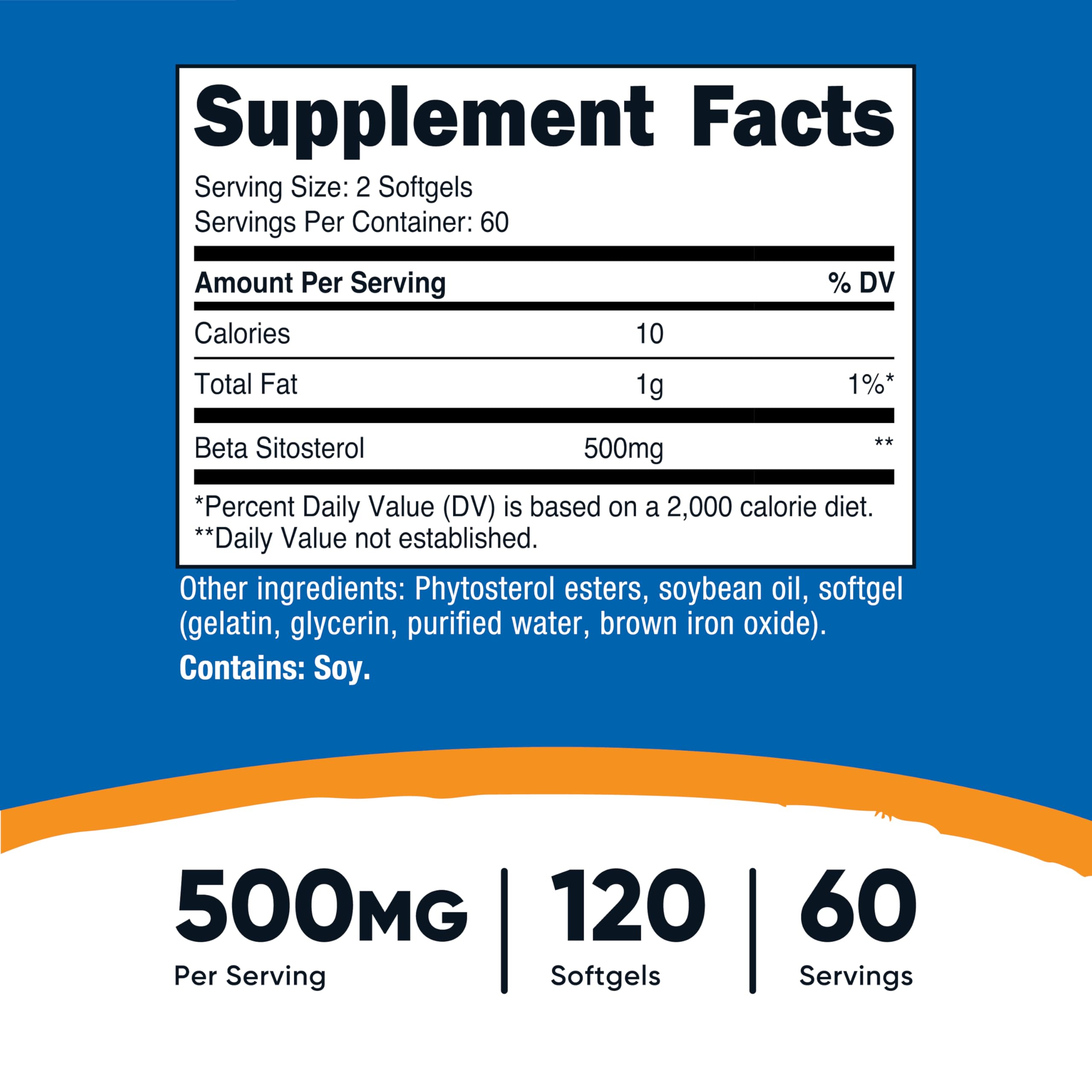 Close-up of Nutricost Beta Sitosterol softgel capsules.