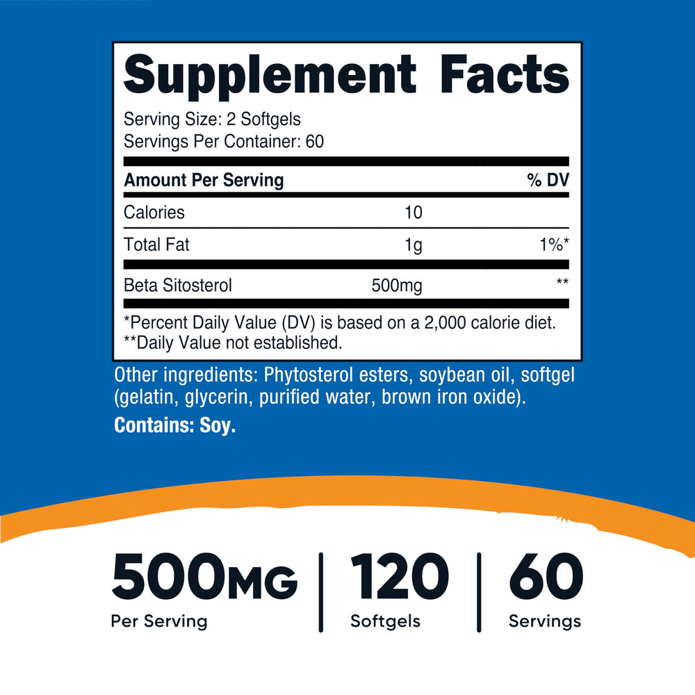 Close-up of Nutricost Beta Sitosterol softgel capsules.